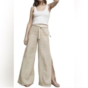 Anthropologie Elevenses Linen Palazzo Pants